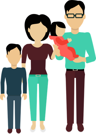 Famille heureuse, debout  Illustration