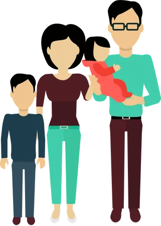 Famille heureuse, debout  Illustration