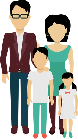 Famille heureuse, debout  Illustration