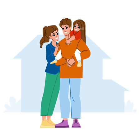 Famille heureuse ensemble  Illustration