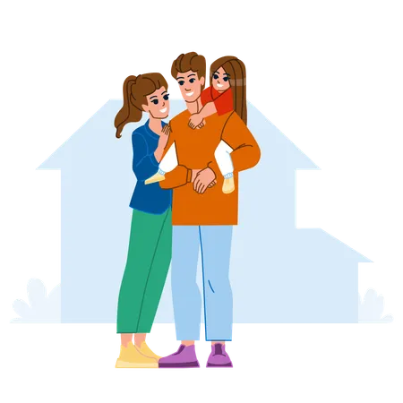 Famille heureuse ensemble  Illustration