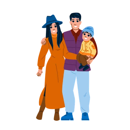 Famille heureuse portant la mode d'automne  Illustration