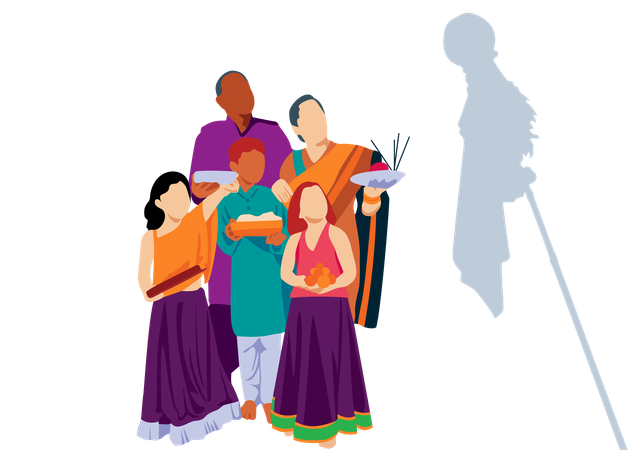 Famille indienne  Illustration