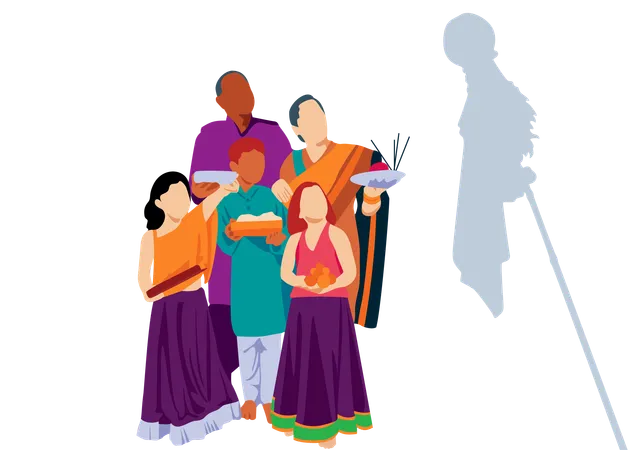 Famille indienne  Illustration