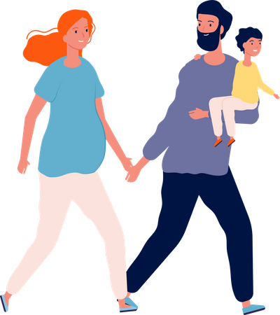 Famille marchant ensemble  Illustration