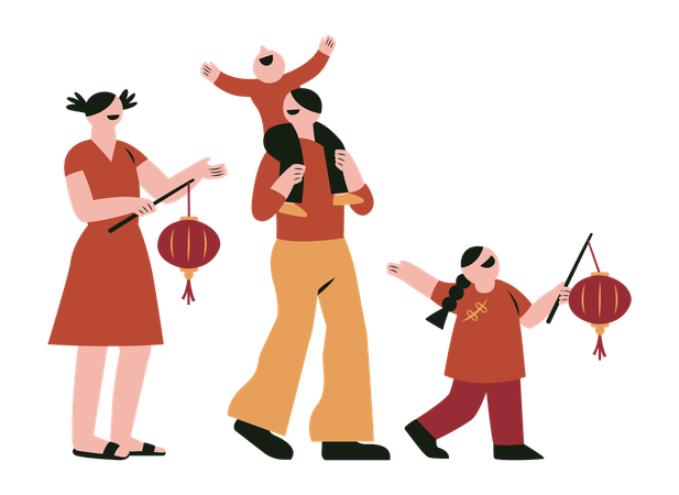 Nouvel an chinois en famille  Illustration