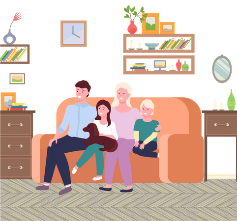 Famille regardant la télé  Illustration