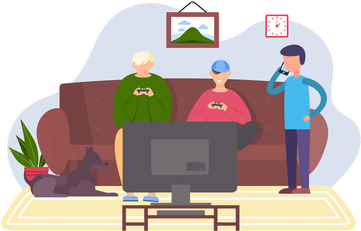Famille se reposant à la maison  Illustration