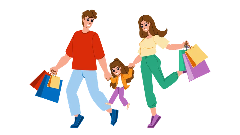 Shopping en famille  Illustration