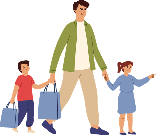 Shopping en famille  Illustration