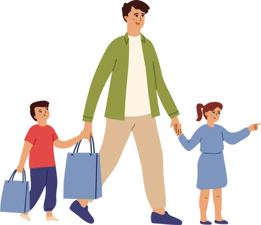 Shopping en famille  Illustration