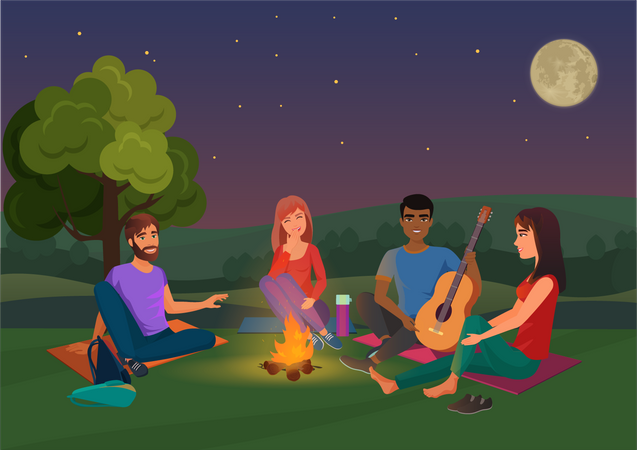 Famille en camping  Illustration