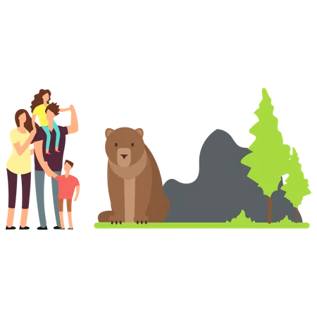 Family at zoo  Illustration