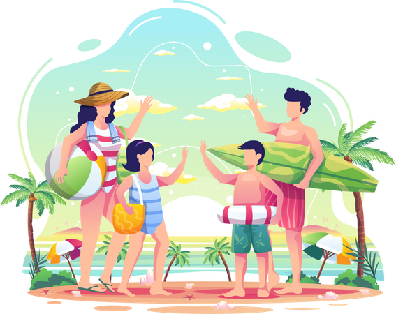 Family beach vacation Illustration