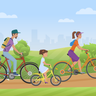family bicycle illustration free download