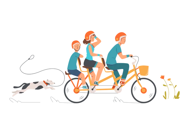 Family Biking  Illustration