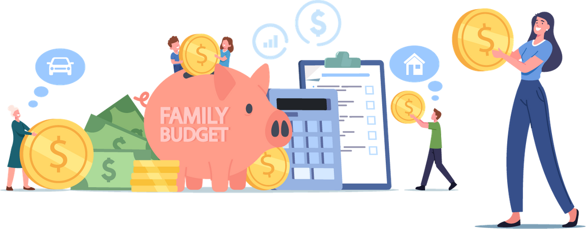 Family Budget Savings Illustration