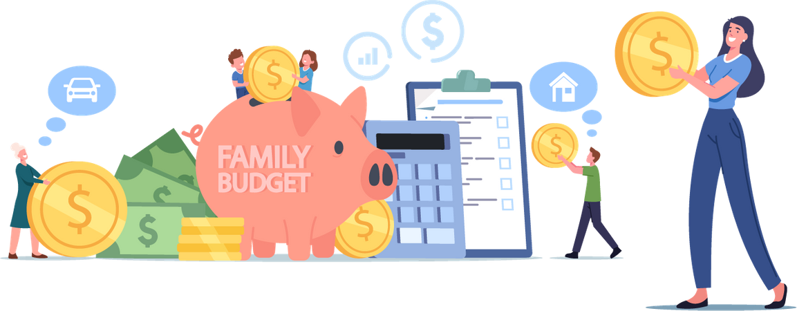 Family Budget Savings  Illustration