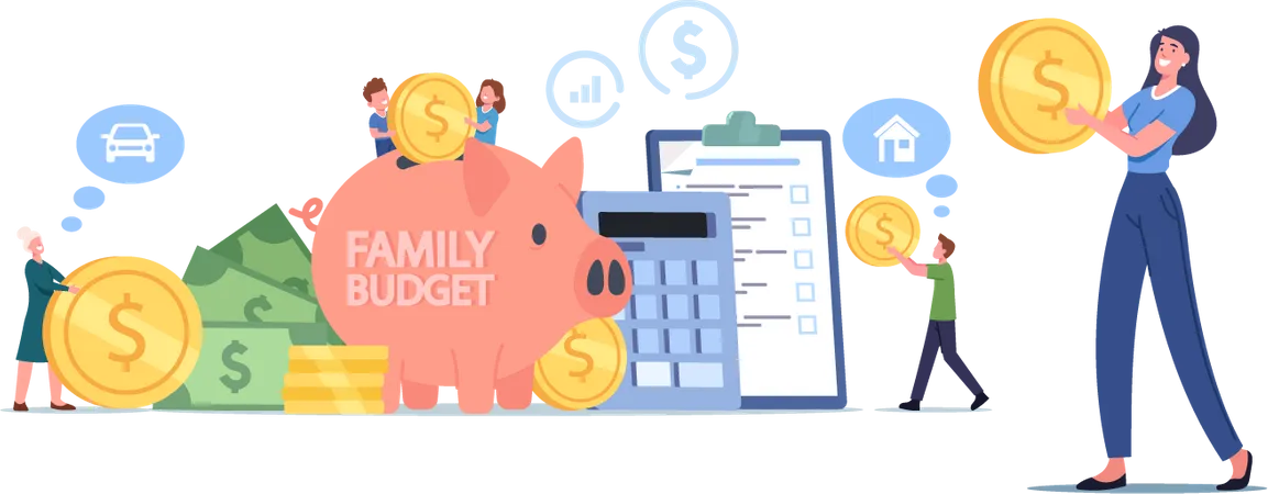 Family Budget Savings  Illustration