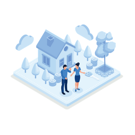 Family Buying Home  Illustration