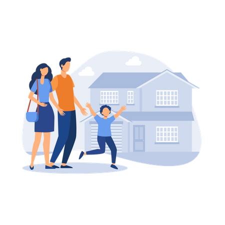 Family buying new house  Illustration