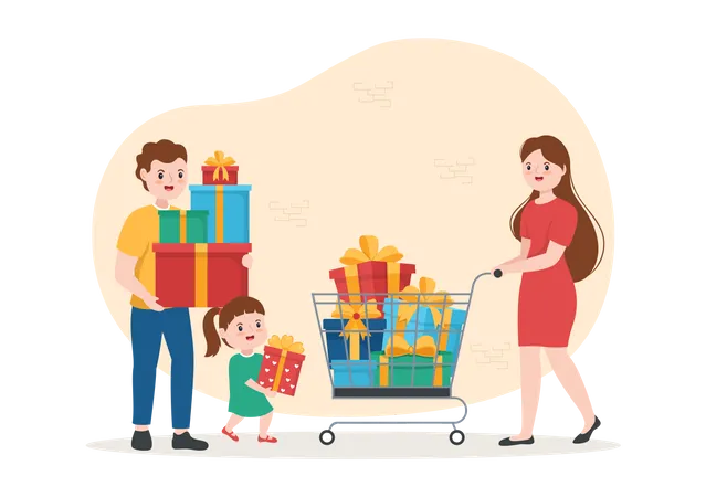 Family buying Souvenir  Illustration