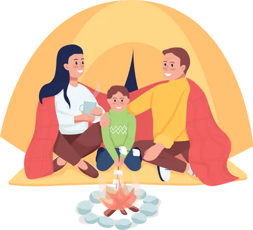 Family camping Illustration