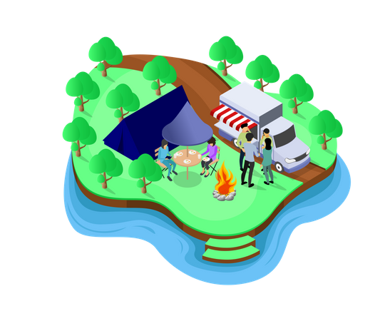 Family camping  Illustration