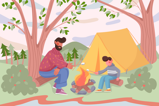 Family camping  Illustration
