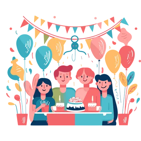 Family celebrate birthday  Illustration
