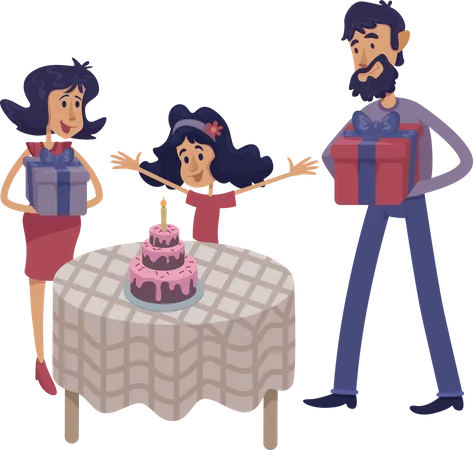Family celebrate child birthday Illustration
