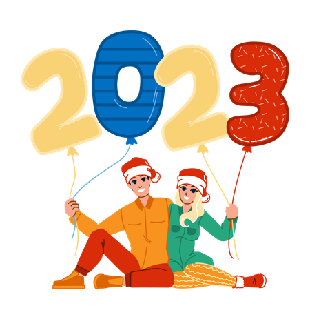 Family celebrate new year 2023  Illustration