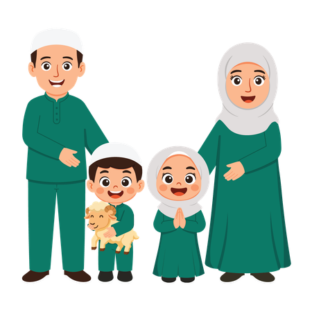 Family Celebrates Eid Al-Adha  Illustration