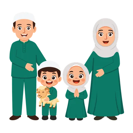 Family Celebrates Eid Al-Adha  Illustration
