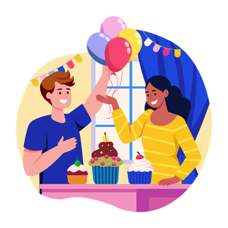 Family celebrating birthday  Illustration
