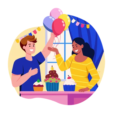 Family celebrating birthday  Illustration