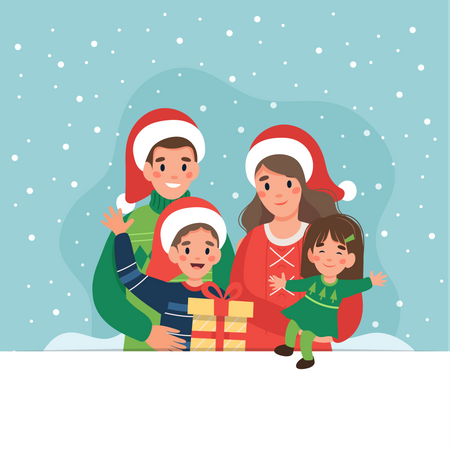 Family celebrating christmas Illustration