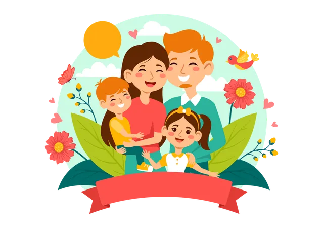 Family celebrating family day  Illustration