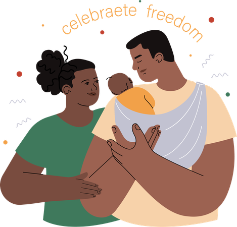 Family celebrating freedom  Illustration