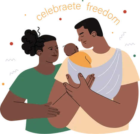 Family celebrating freedom  Illustration