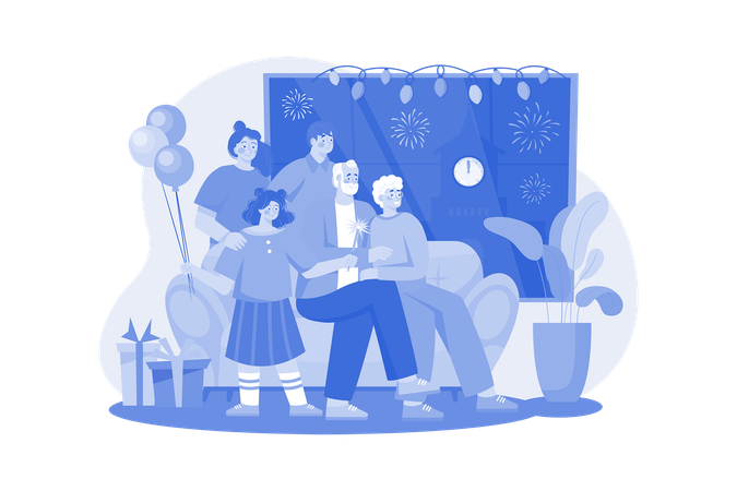 Family Celebrating  Illustration