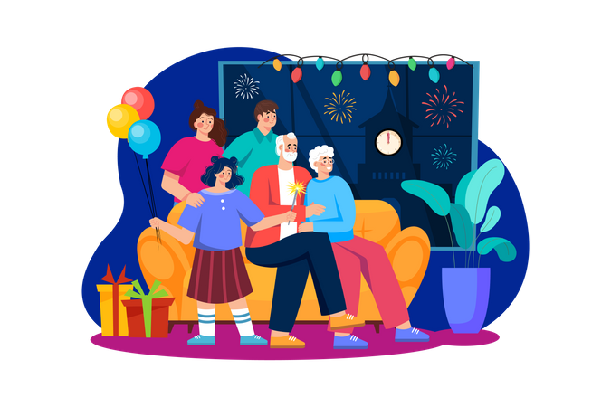 Family Celebrating  Illustration