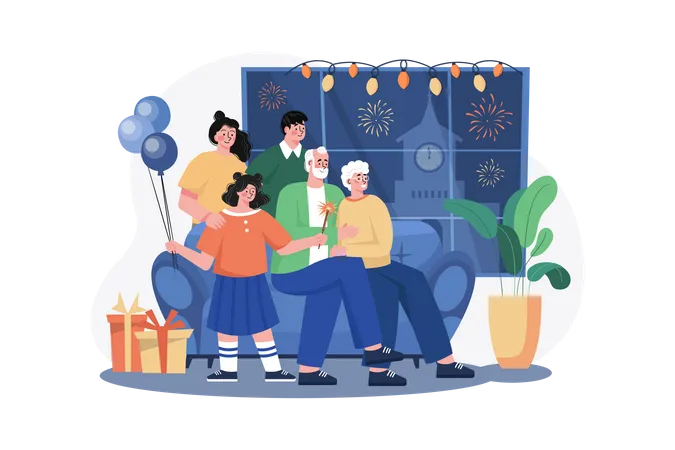 Family Celebrating  Illustration