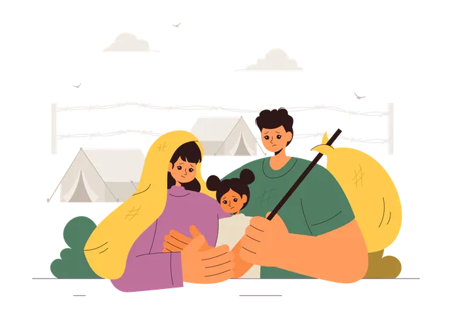 Family celebrating refugee day  Illustration