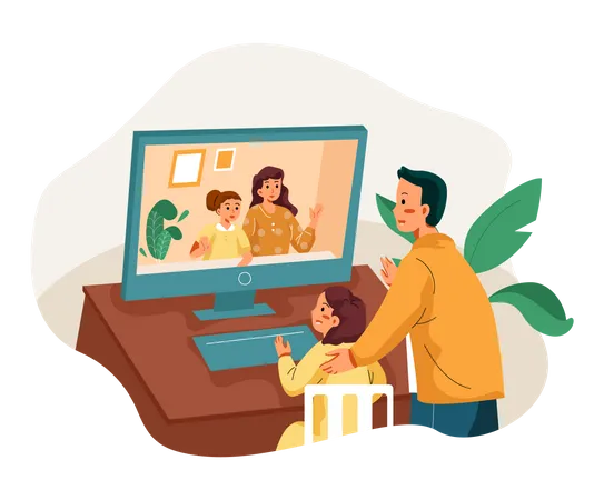 Family chatting on video call  Illustration