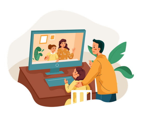 Family chatting on video call  Illustration