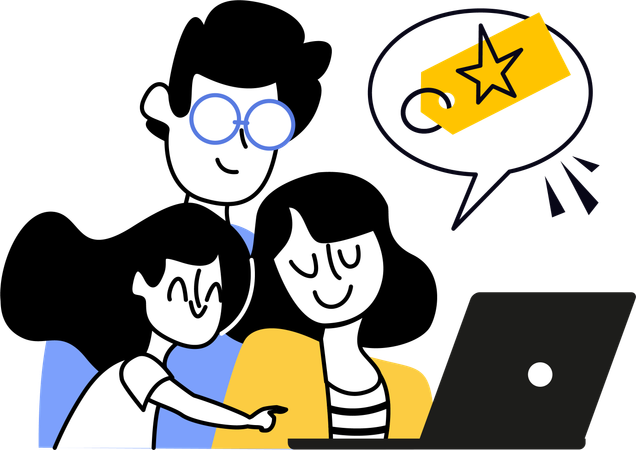 Family chatting online  Illustration