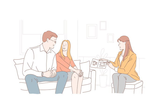 Family choose apartment together  Illustration