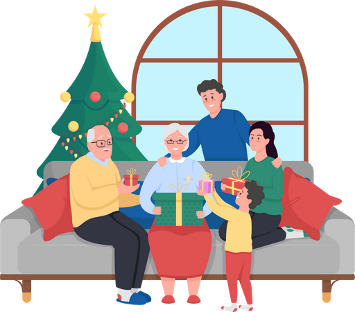 Family Christmas celebration  Illustration