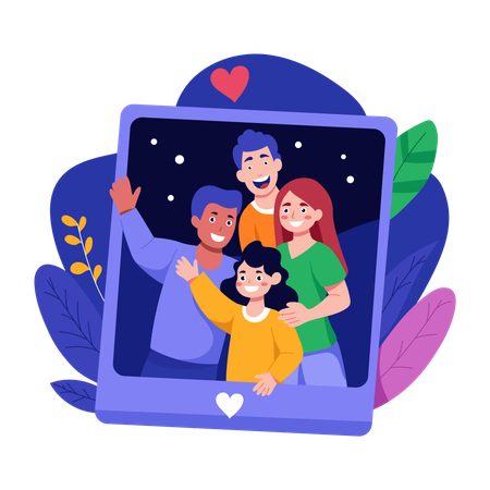 Family clicking photo on new year  Illustration